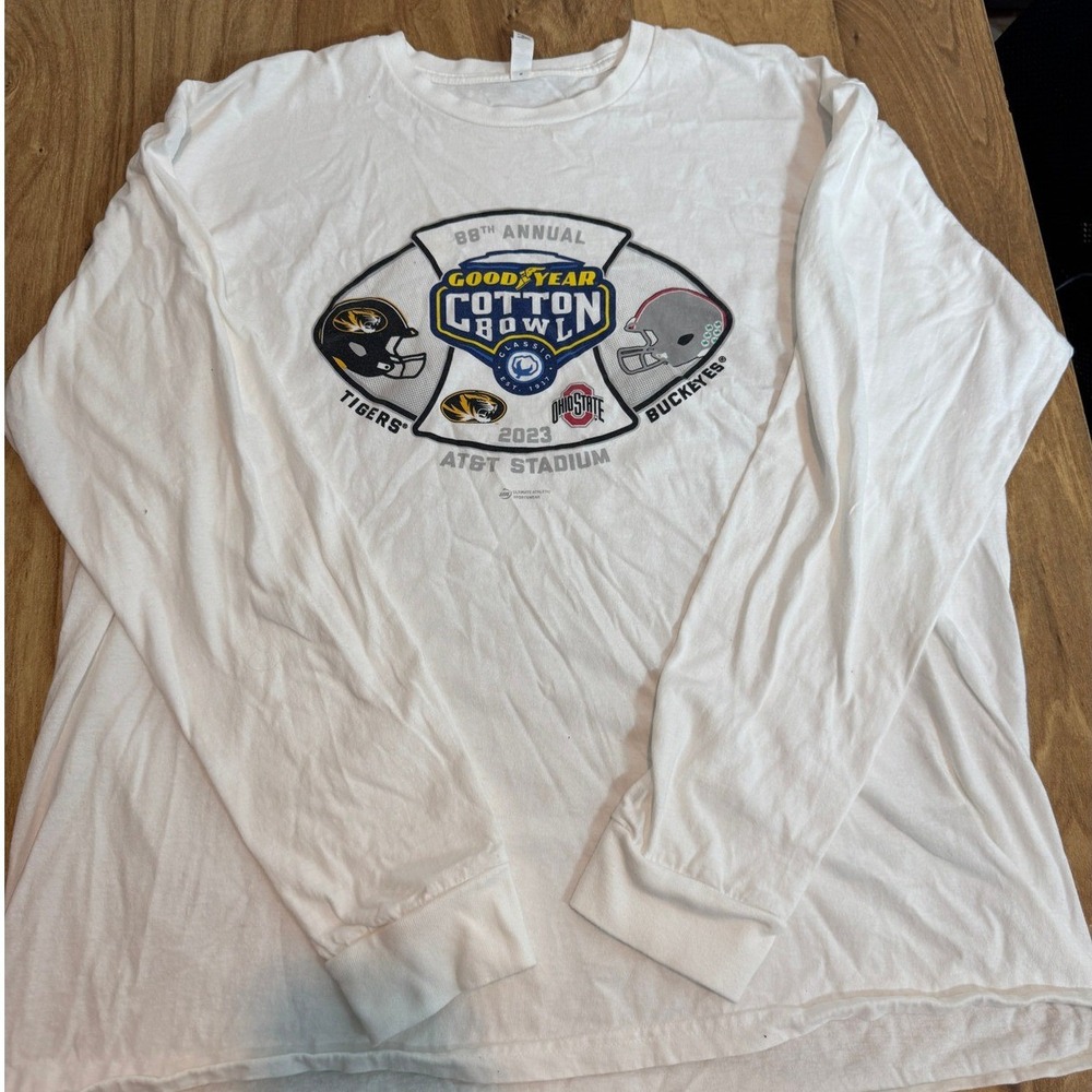 Cotton Bowl 2023 Missouri vs Ohio State Long Sleeve Shirt Mens XXL White Vintage